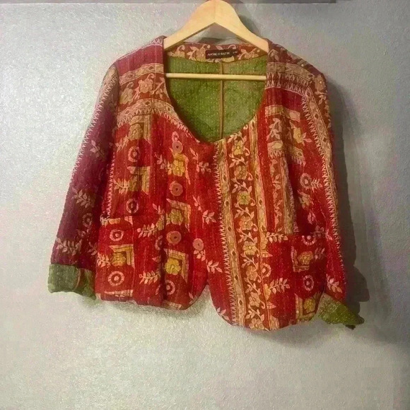 Antik Batik Kantha quilted Kelly Jacket EUC cotton - Picture 1 of 6